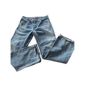 Plug Jeans Co Distressed Y2K Denim Jeans 33 Vtg Wash Heavily Worn Skater Style